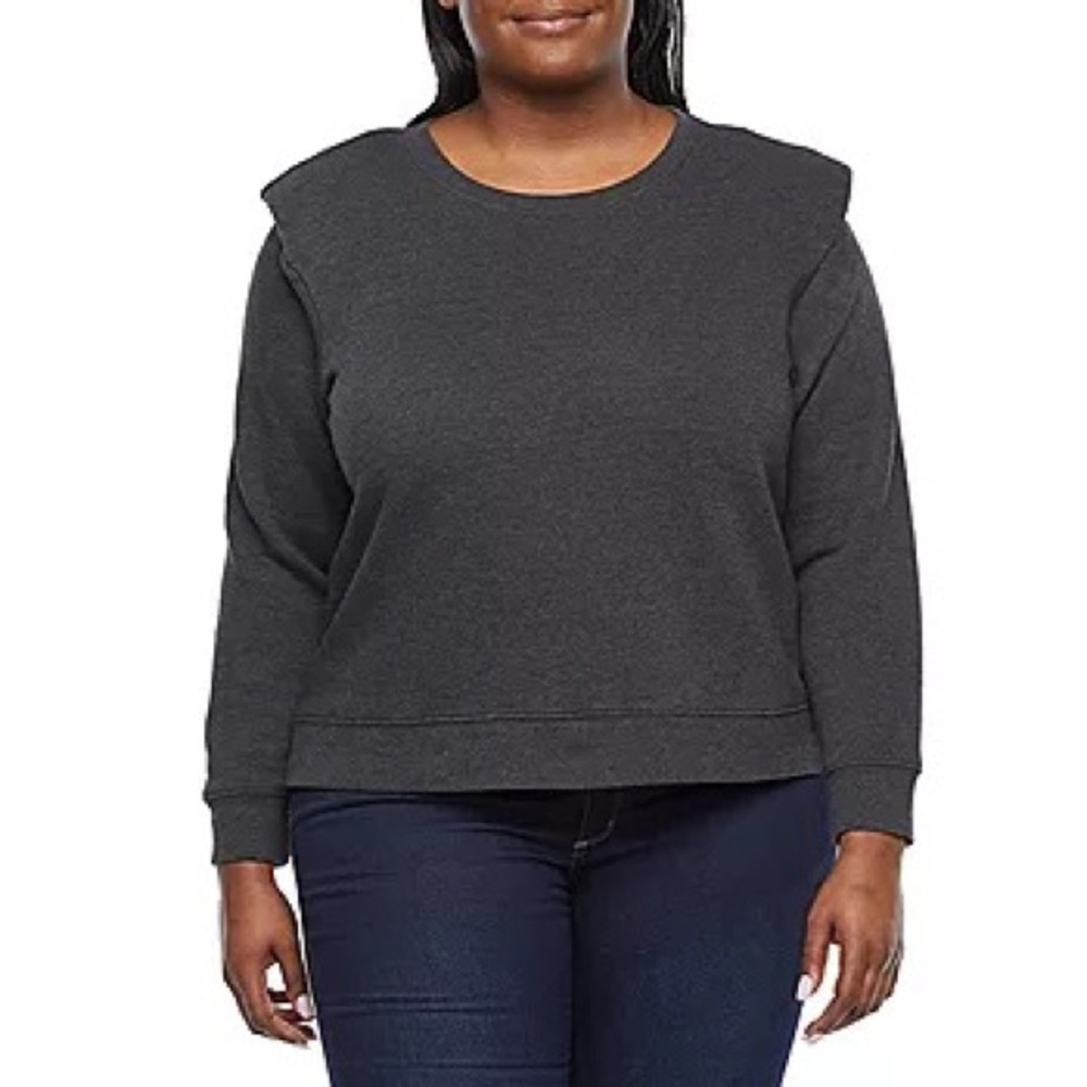 NWT a.n.a Crew Neck Long Sleeve Sweatshirt - Black - Size 1X